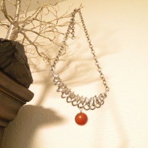One of a kind necklace with round marble/ stone
